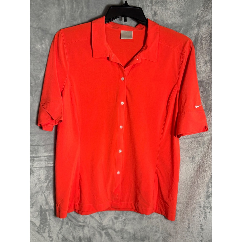Nike Golf Dri-FIT Orange Short Sleeve Button Down Polo Shirt Womens XL 16-18‎